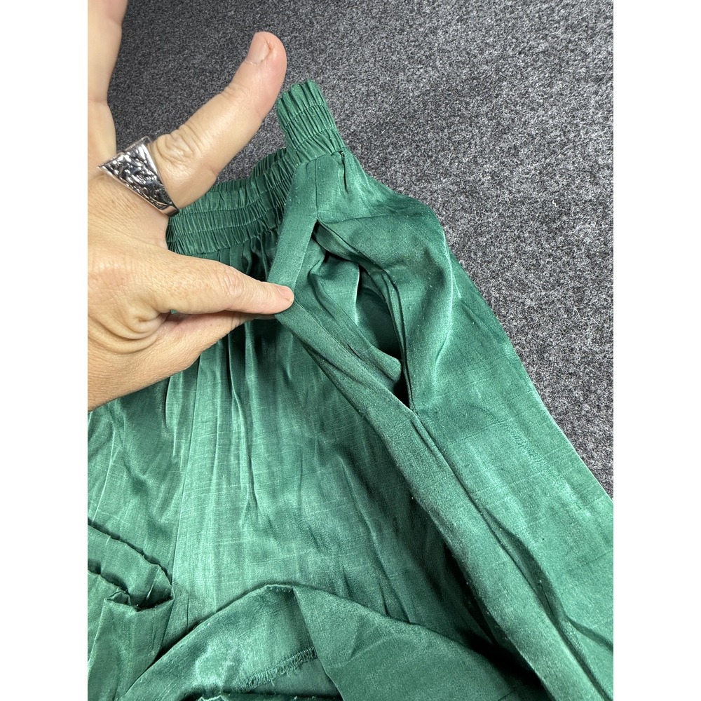 Glam Wide Leg Flowy Pants Green Small Boho‎ Summer Festival Coastal - Picture 8 of 14